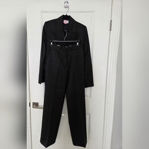 Black Pinstripe Women's Wool Suit